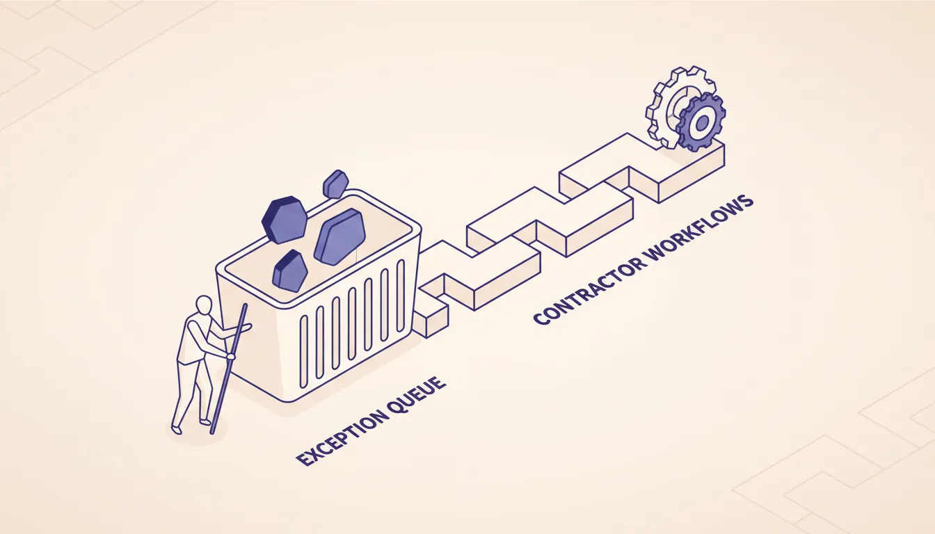 Operator view of building the exception queue before automating contractor workflows